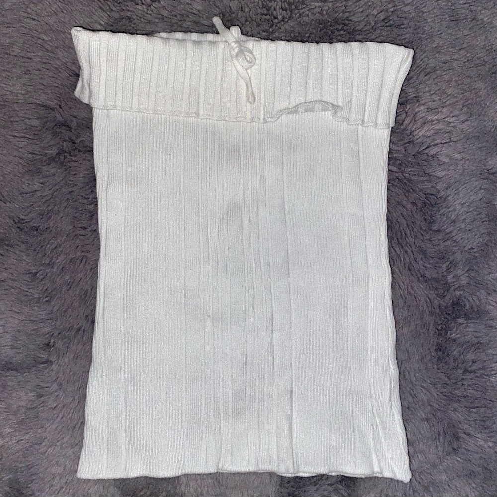White Ribbed Knit Tube Top